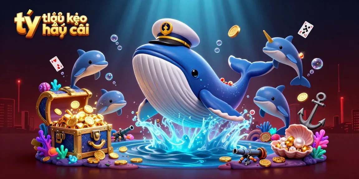 Engage with tỷ lệ kèo nhà cái through a vibrant casino-themed underwater adventure illustration.