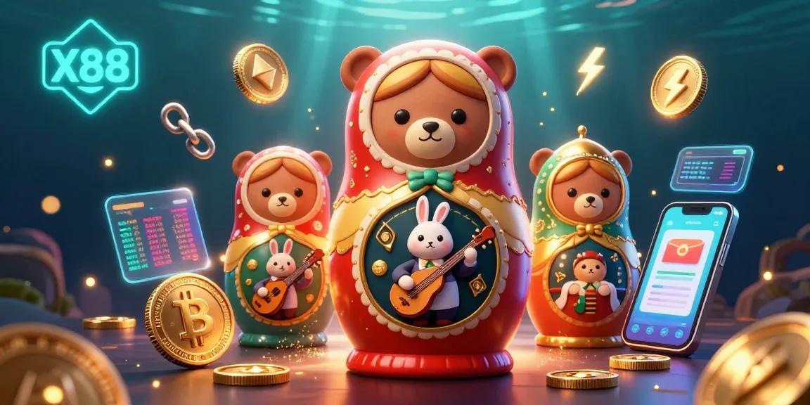 Engage with X88 and its vibrant casino world through this captivating 3D illustration.