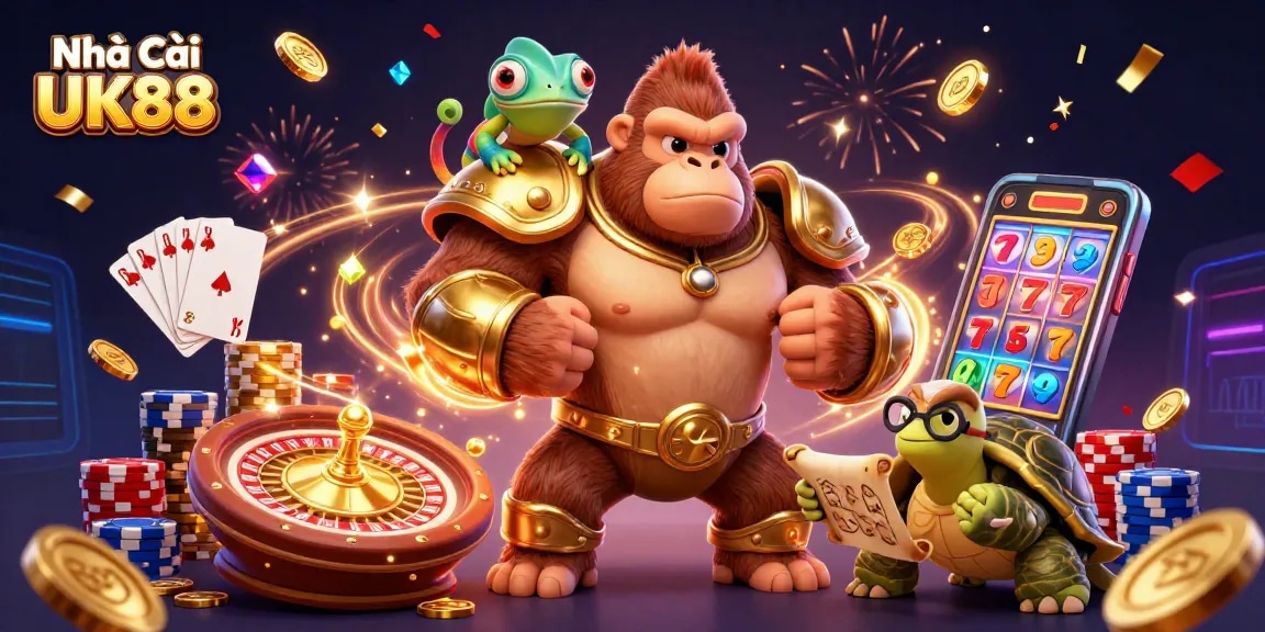 Engage in thrilling gameplay at Nhà Cái UK88 with a vibrant scene of casino excitement.