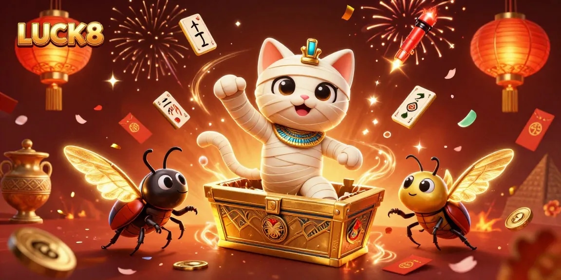 LUCK8 offers thrilling gaming experiences with a vibrant, dynamic casino illustration.