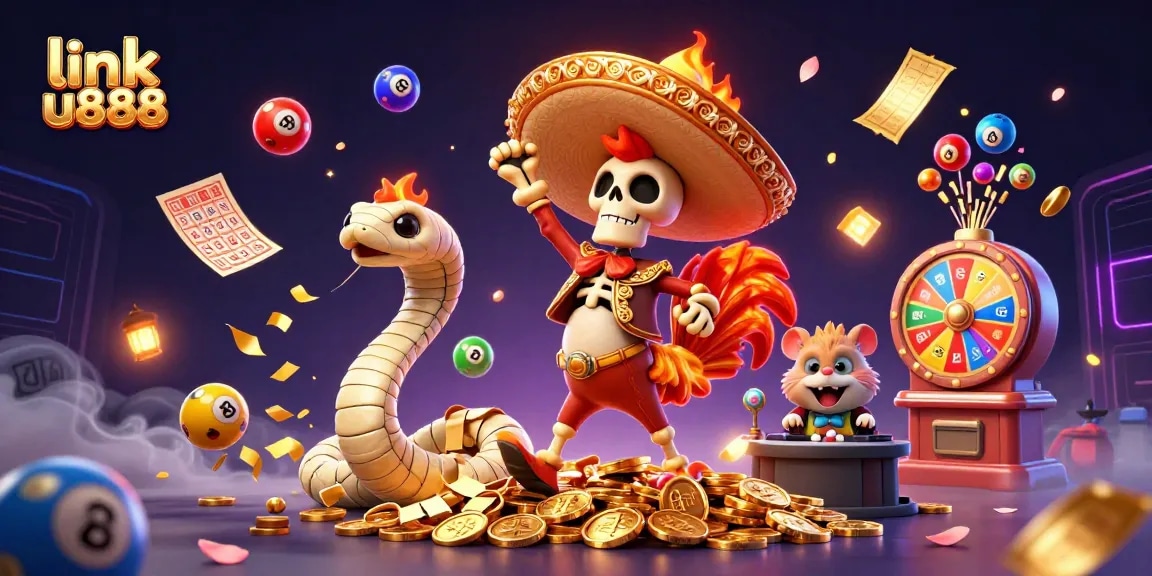 Experience exciting jackpots at link u888 with vibrant characters, lottery elements, and immersive casino action.