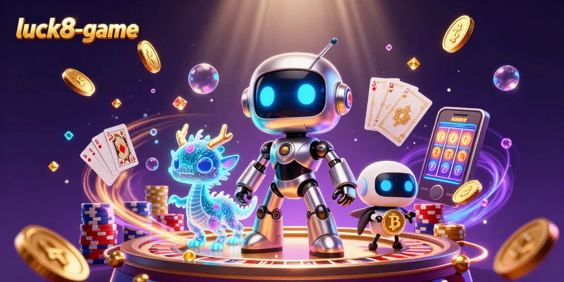Spin the reels and win big with luck8-game featuring vibrant 3D characters and casino elements.