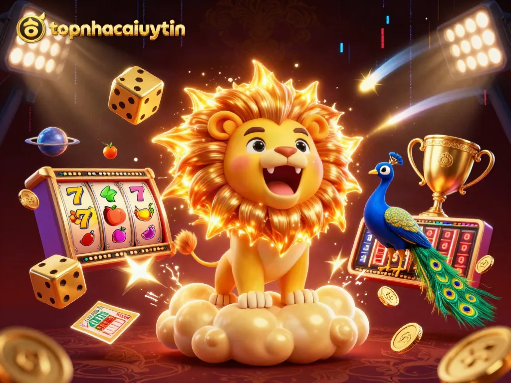 Win big at topnhacaiuytin with thrilling slot machines and vibrant casino elements in a dynamic scene.