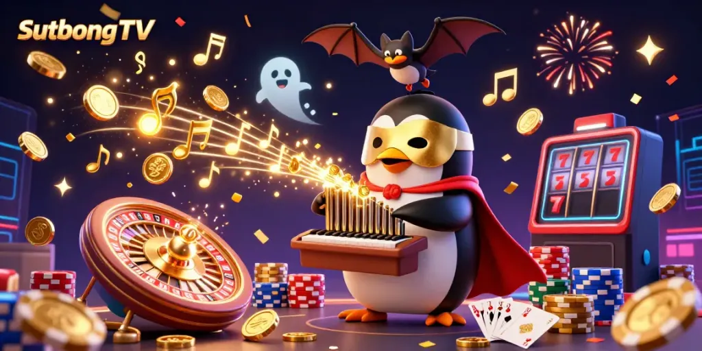 SutbongTV mang đến trải nghiệm phong phú với chim cánh cụt và bạch tuộc trong không gian casino sôi động.