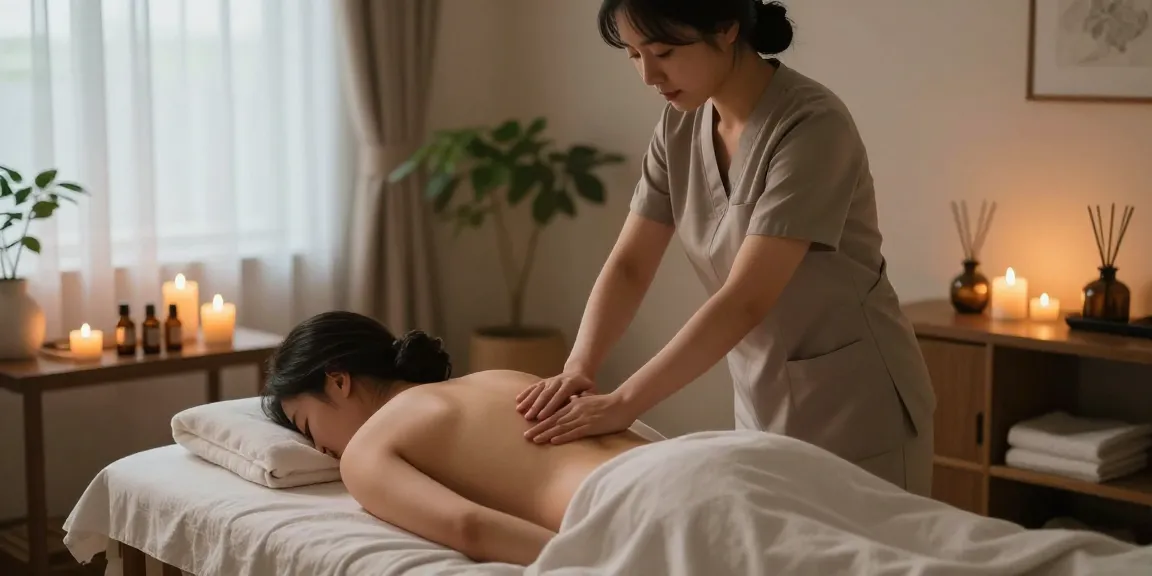 의왕출장마사지 session in a tranquil home spa with serene lighting and relaxing atmosphere.