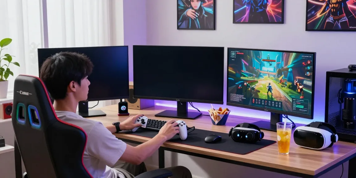 Dynamic gaming room scene featuring Trang chủ GO88 gaming console setup with vibrant RGB lighting.
