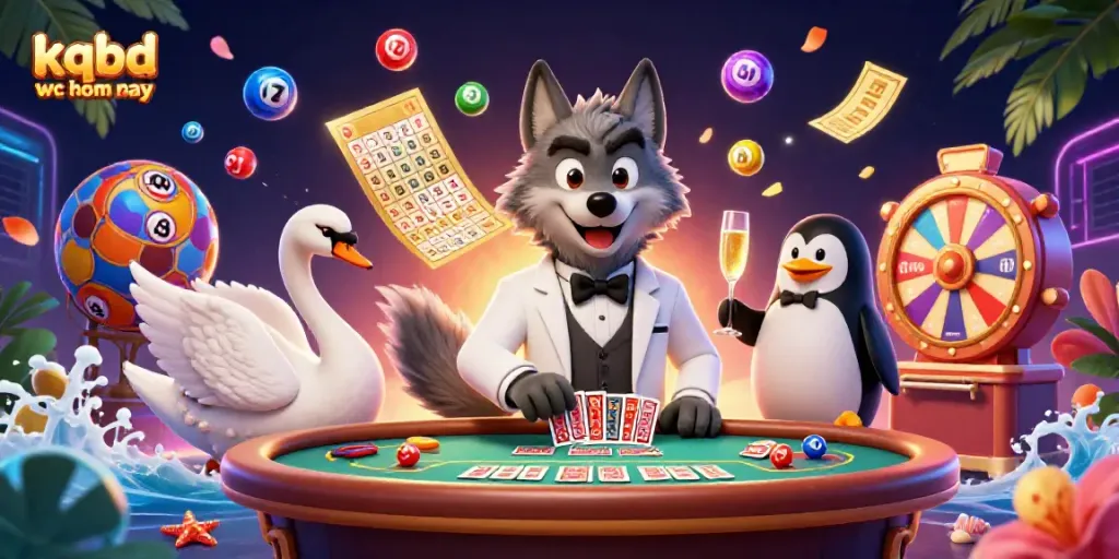 Watch the excitement unfold with KQBD wc hom nay, featuring animated characters engaging in thrilling gambling at a baccarat table.