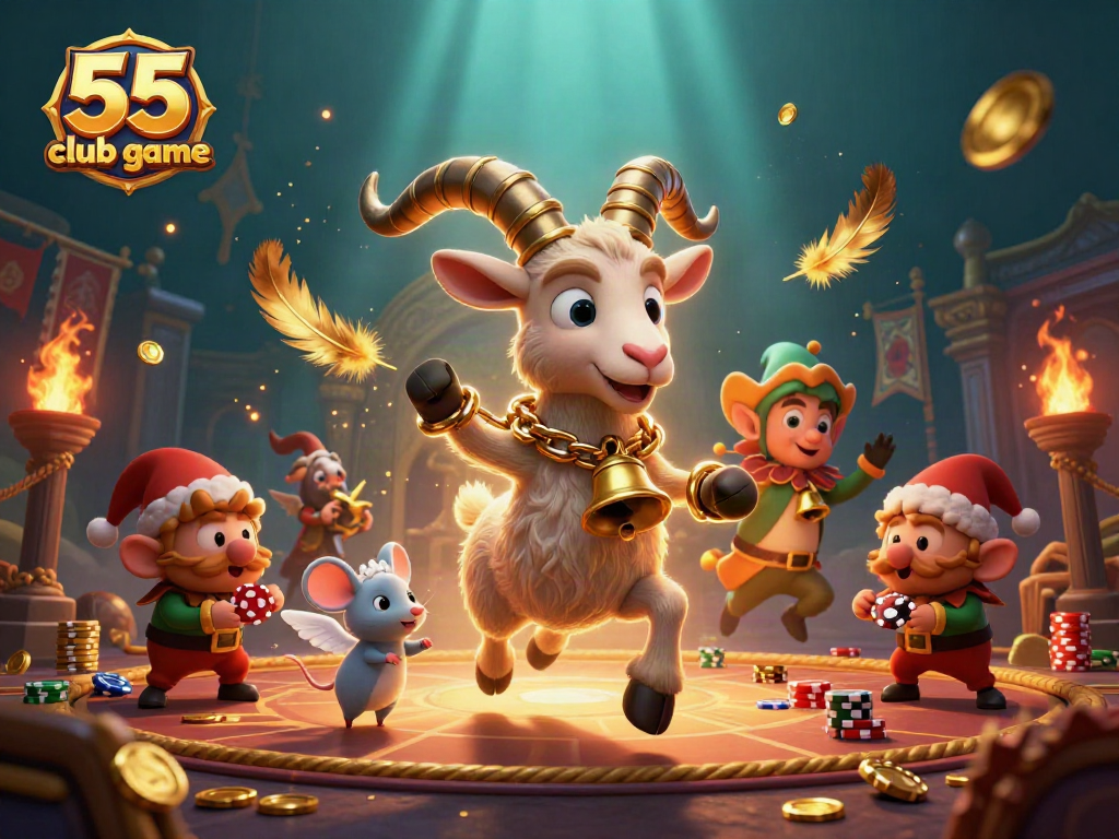Experience thrilling action with the 55 club game as festive characters engage in a casino heist.