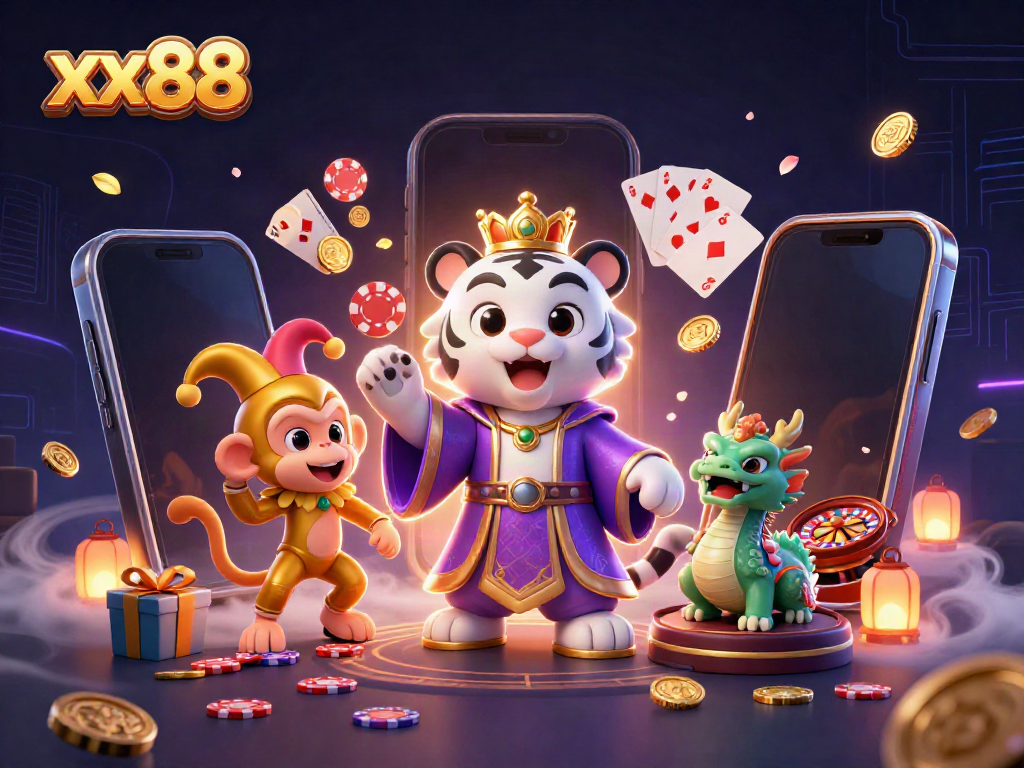 Experience vibrant gaming with xx88 featuring a rich casino atmosphere and lively characters.