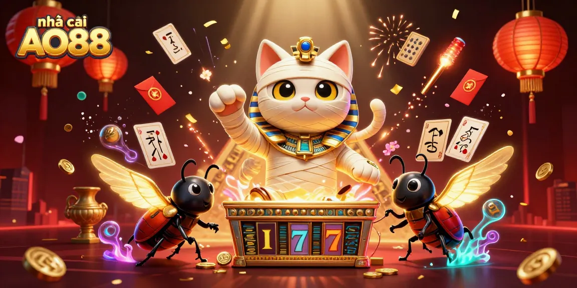 Engage with thrilling gameplay at nhà cái AO88, featuring a vibrant 3D Egyptian-themed casino scene.