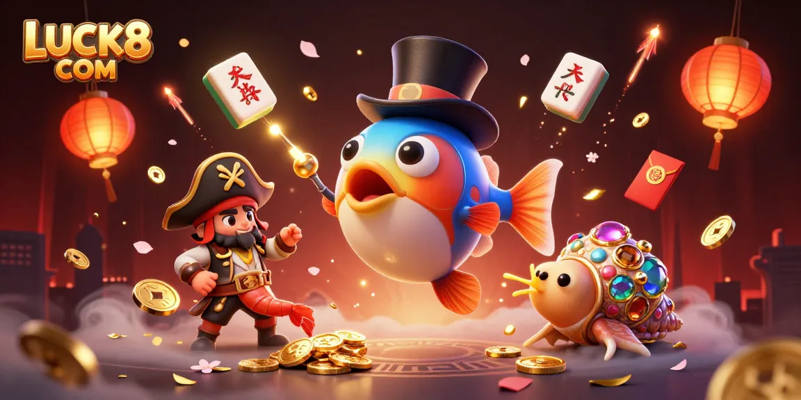 Attract golden coins with LUCK8 COM in this vibrant gambling-themed 3D illustration.