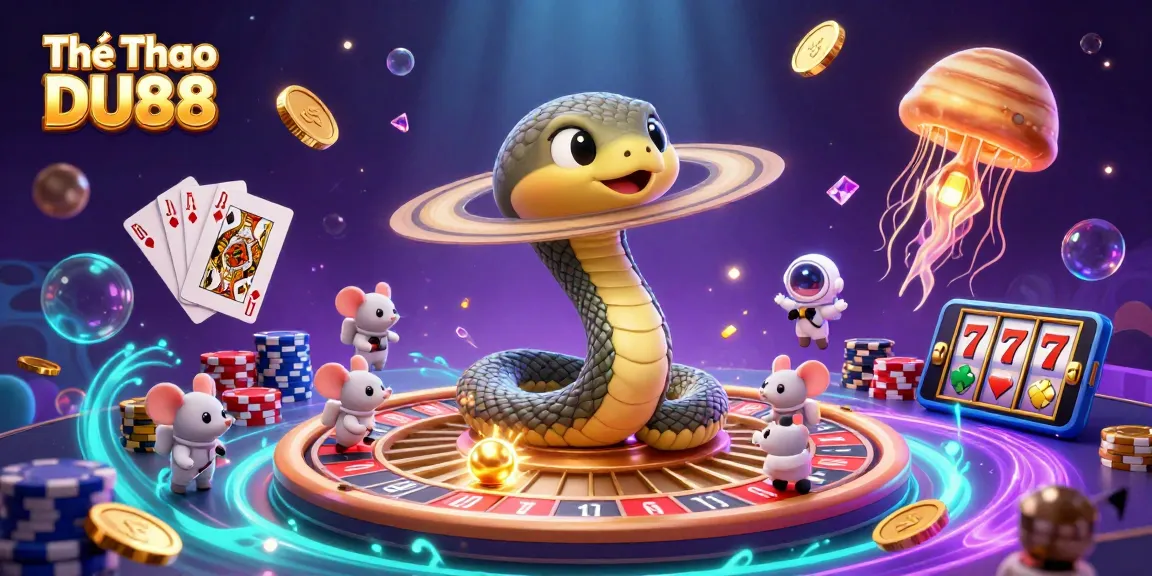 Engage in thrilling bets with Thể Thao DU88 in a dynamic cosmic casino scene.