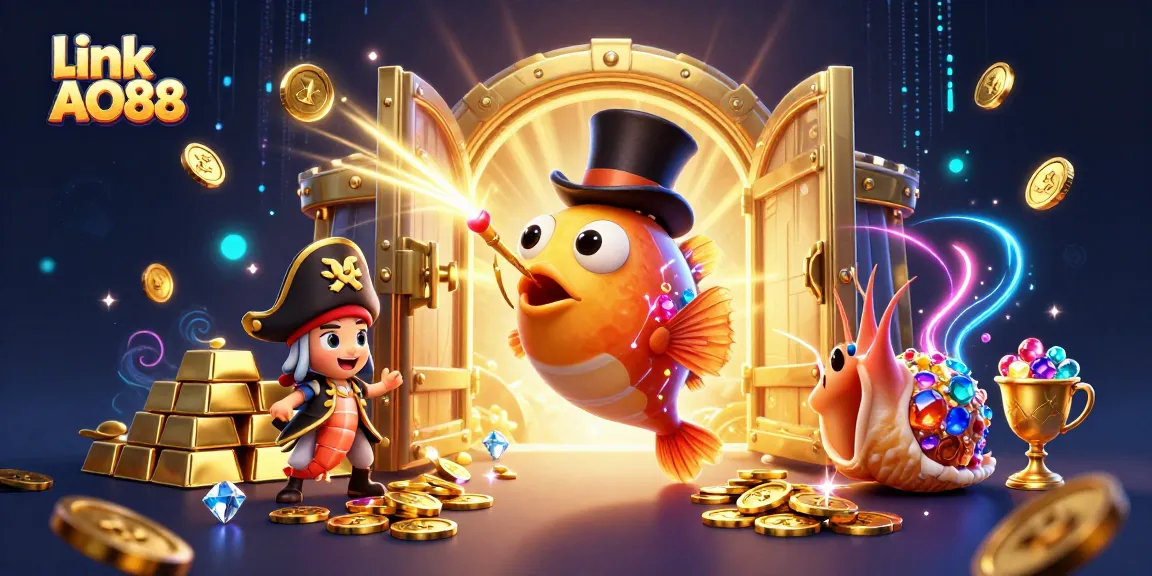 Spin and win with link AO88, as a glowing anglerfish attracts golden coins and treasure!