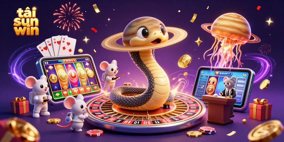Experience gaming excitement with tải sun win as astronaut mice bet on a cosmic roulette wheel scene.