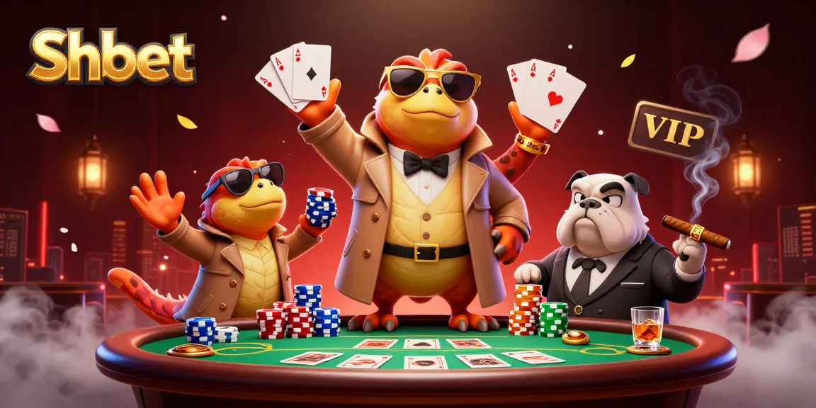 Engage with Shbet's lively casino scene featuring playful raptors and a bulldog bouncer.