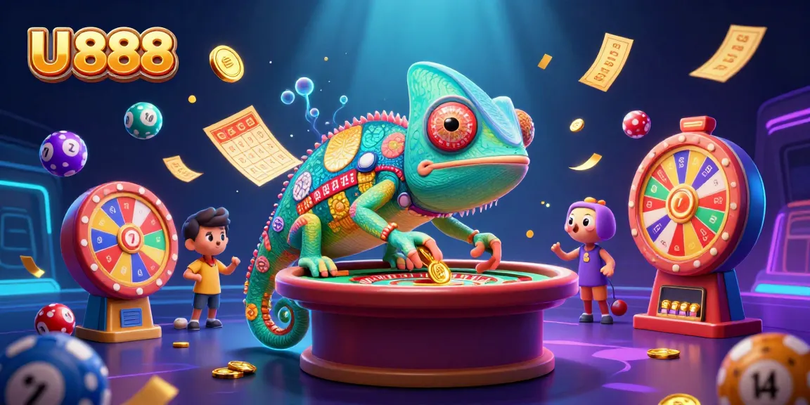 Experience the thrill of U 888 with a vibrant scene full of golden coins and lottery elements