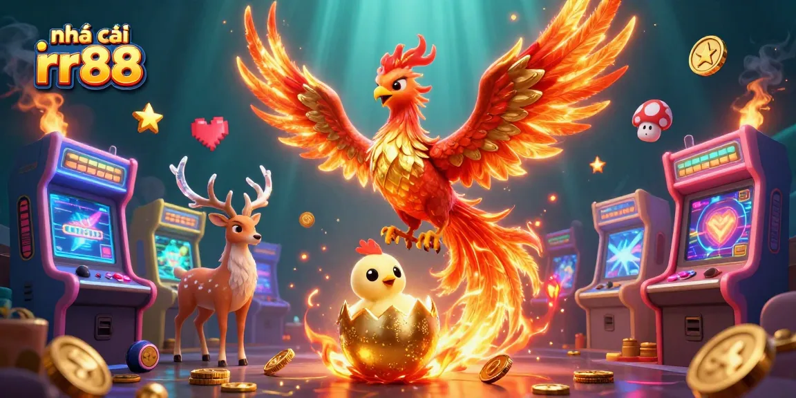 Experience the thrills at nhà cái rr88 with a vibrant phoenix casino illustration highlighting dynamic gaming elements.